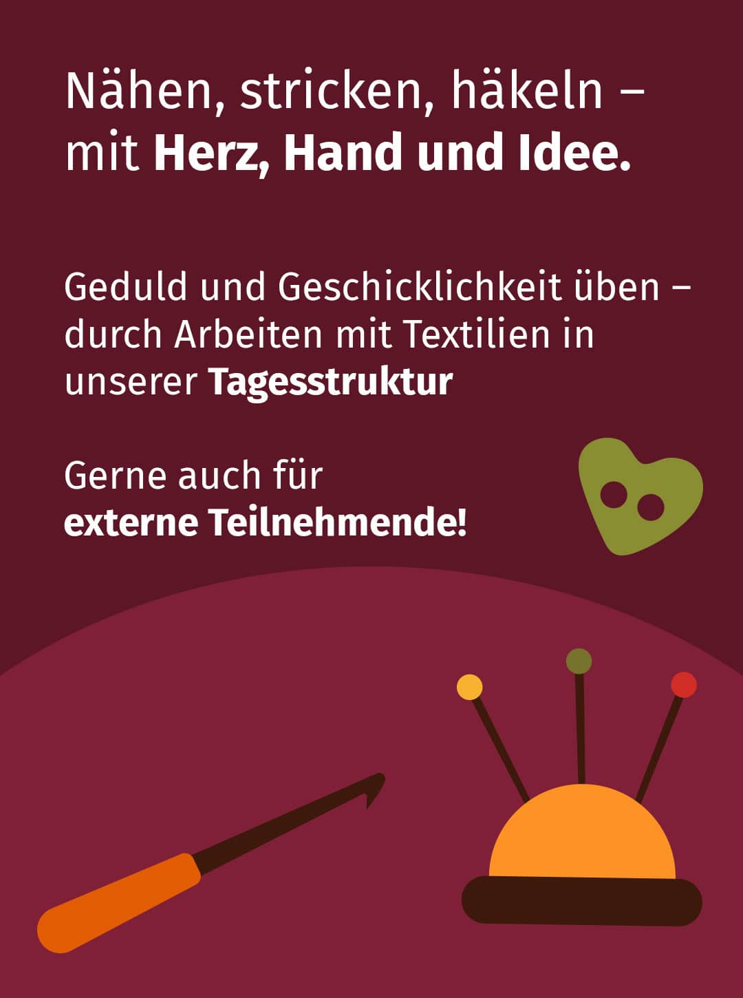 m_banner_tagesstruktur_textil Textilraum | Karl Immanuel Küpper-Stiftung