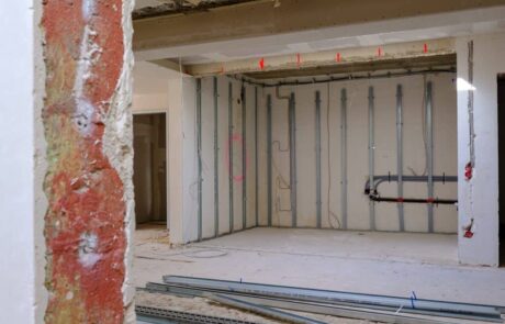 Karl-Immanuel-Kuepper-Stiftung Fortgang der Revitalisierung Innenansicht Trockenbauarbeiten